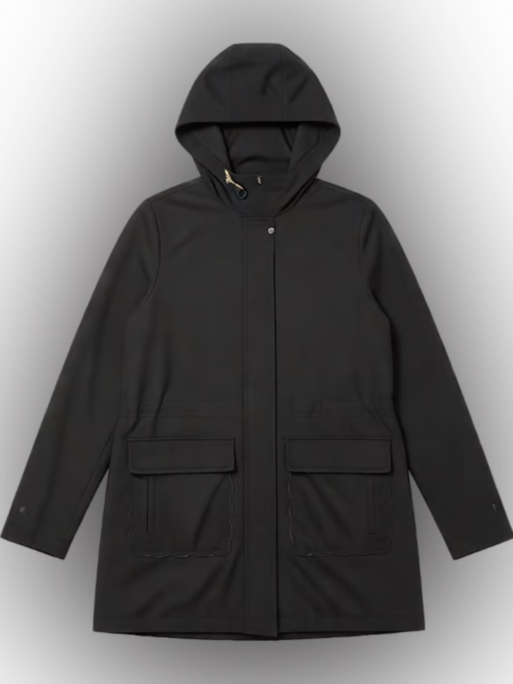 Kate Spade New York Black Hooded Rain Jacket Pink Satin Lining Size Small